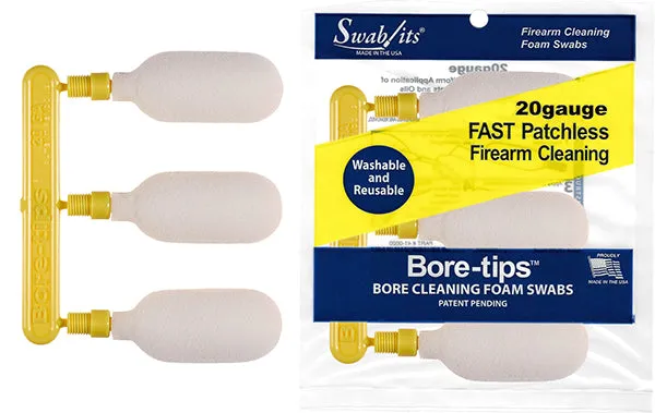 (12 Bag Case) 20 Gauge Gun Cleaning Bore-tips® by Swab-its® Barrel Cleaning Swabs: 41-0020-12-2