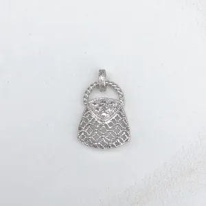 14KT White Gold Pave Diamond Purse Handbag Vintage Inspired Pendant