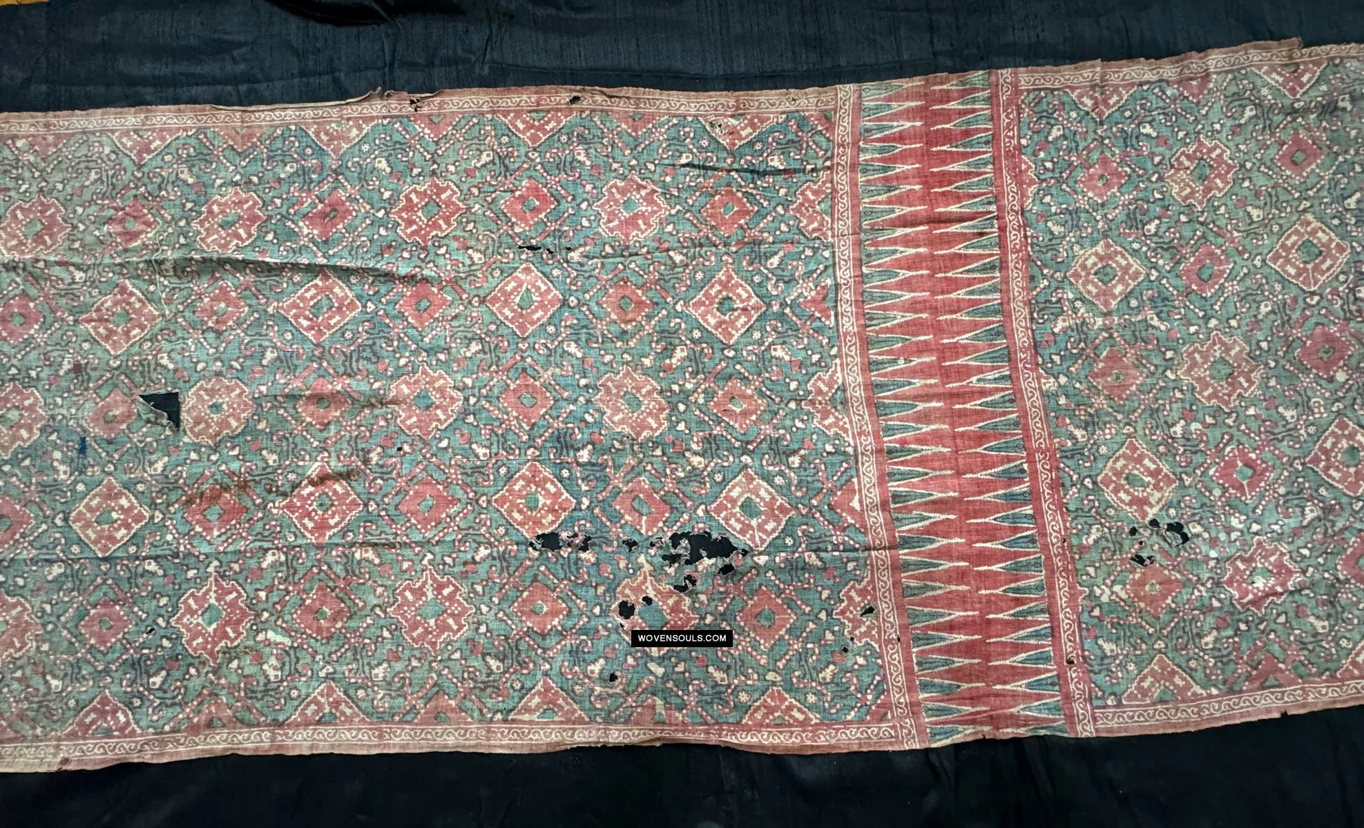 1923 Antique Indian Trade Textile Toraja - Patola Print