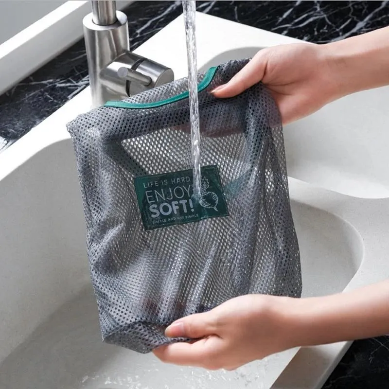 2pcs Hanging Mesh Storage Bag for Fruit Vegetable Garlic Onion