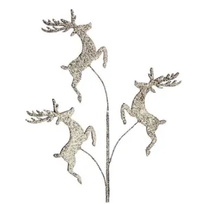 30" Champagne Glitter Deer Spray X3 Set Of 6