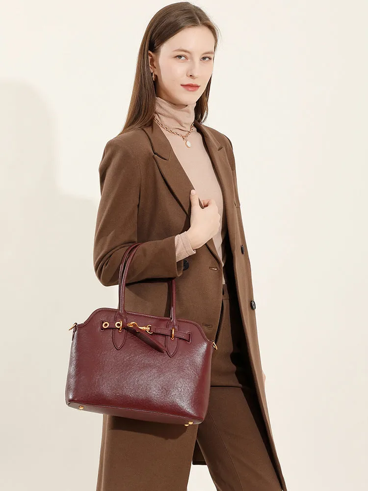 31CM leather large capacity shoulder carrying crossbody bag 2967 red