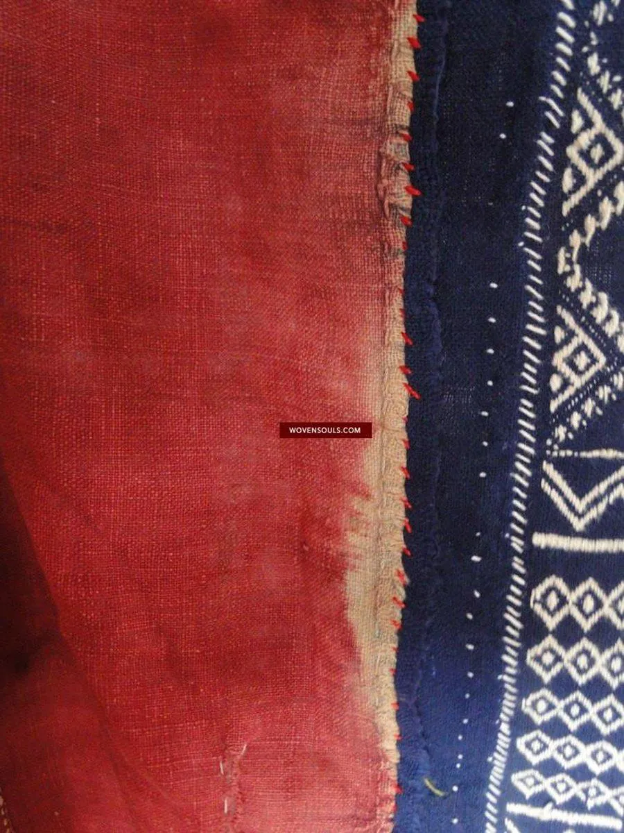 619 SOLD Old Cotton Bishnoi Wedding Shawl with Tie-Dye-effect Embroidery