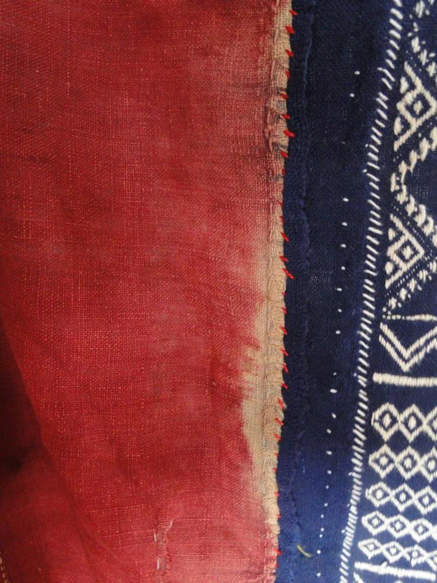 619 SOLD Old Cotton Bishnoi Wedding Shawl with Tie-Dye-effect Embroidery