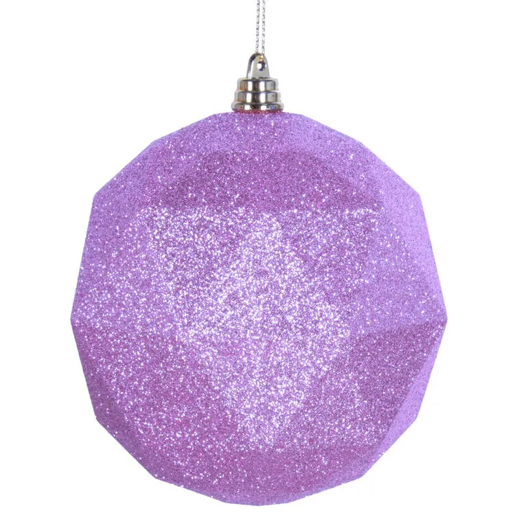 6" Pink Glitter Geometric Balls Ornaments 4 Per Bag