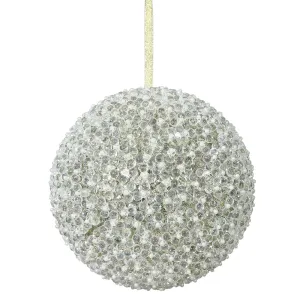 8" Champagne Acrylic Beaded Christmas Ball Ornament
