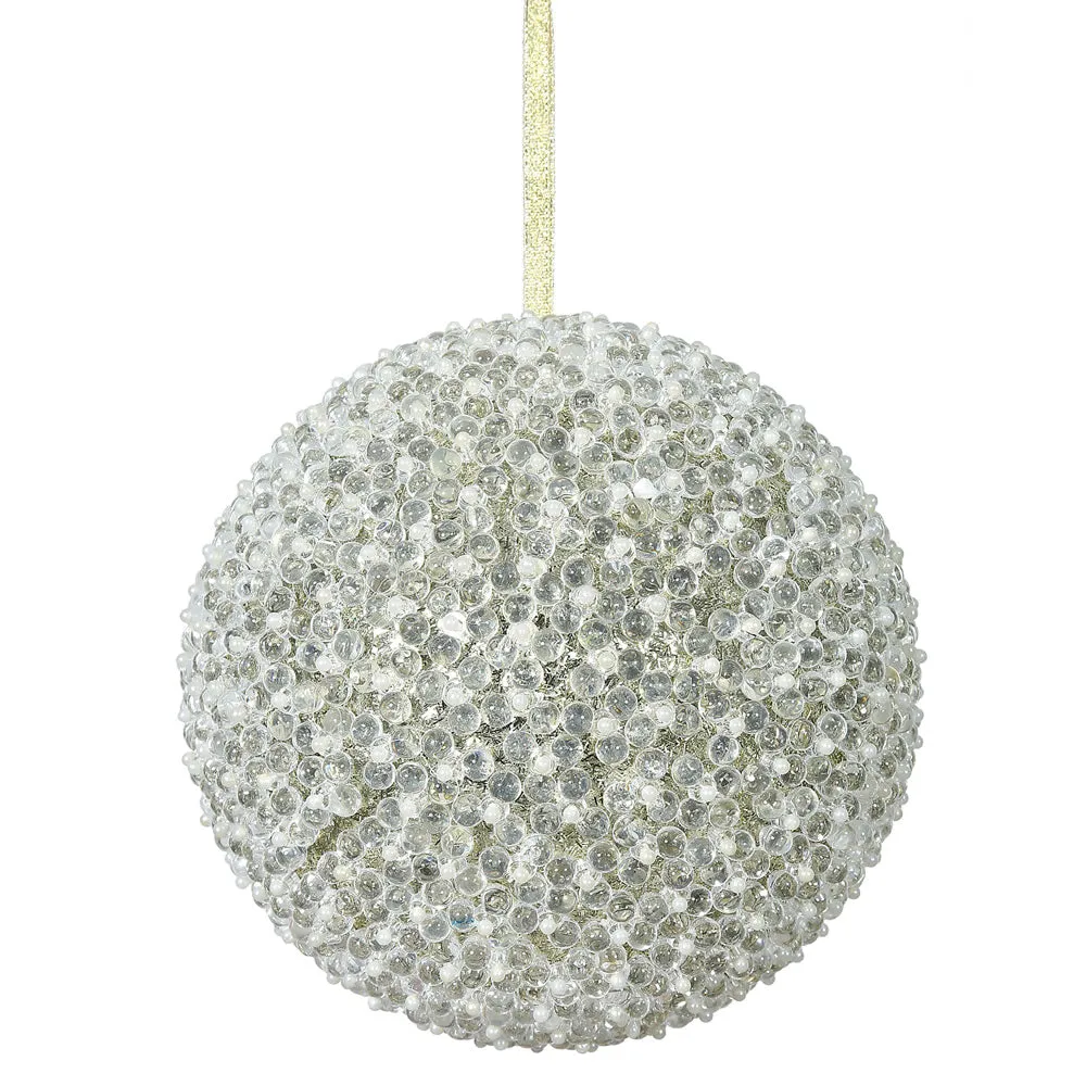 8" Champagne Acrylic Beaded Christmas Ball Ornament