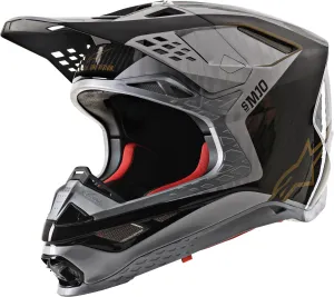 ALPINESTARS S.TECH S-M10 ALLOY HELMET SILVER/BLACK/CARBON/GOLD SM 8301720-1909-S