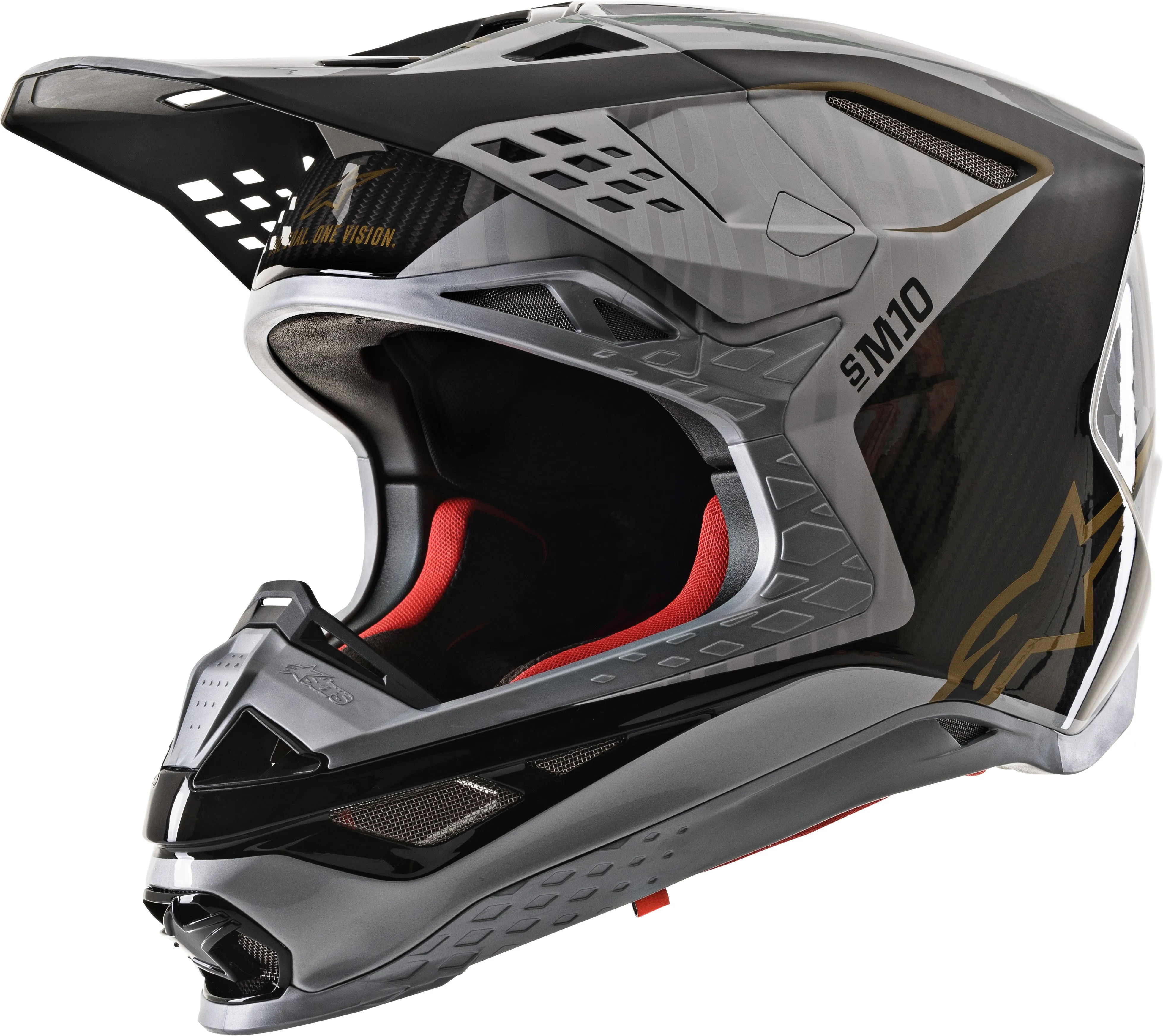 ALPINESTARS S.TECH S-M10 ALLOY HELMET SILVER/BLACK/CARBON/GOLD SM 8301720-1909-S