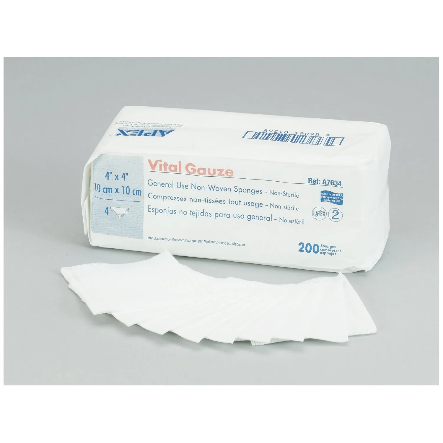 Amd Medicom Vital-Gauze Multi-Purpose Gauze Sponges Sponge Gauze Vitalgauze Ns3X3 4Ply 200/Pk 20Pk/Cs