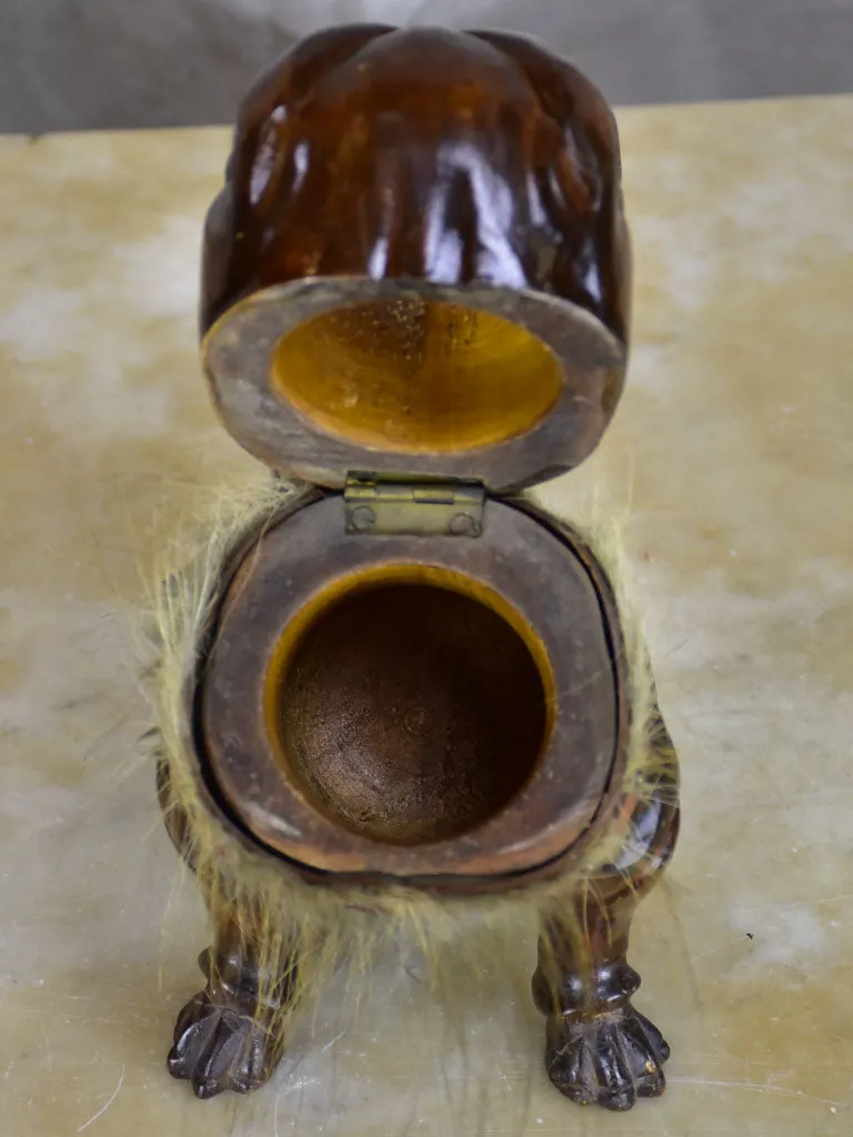 Antique French bulldog tobacco container