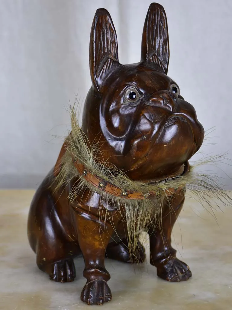 Antique French bulldog tobacco container