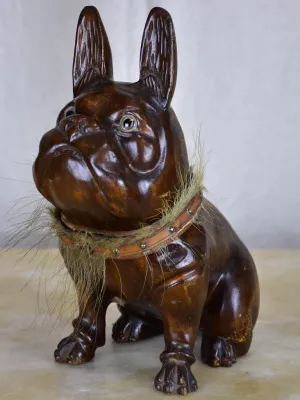Antique French bulldog tobacco container