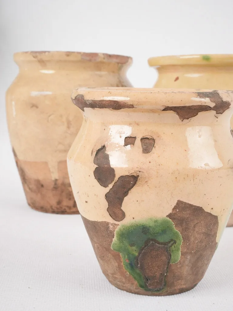 Antique French set of three little pots - 5½"