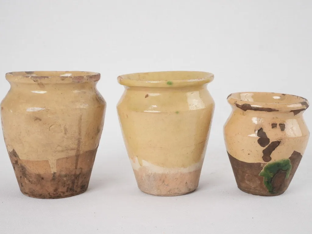 Antique French set of three little pots - 5½"