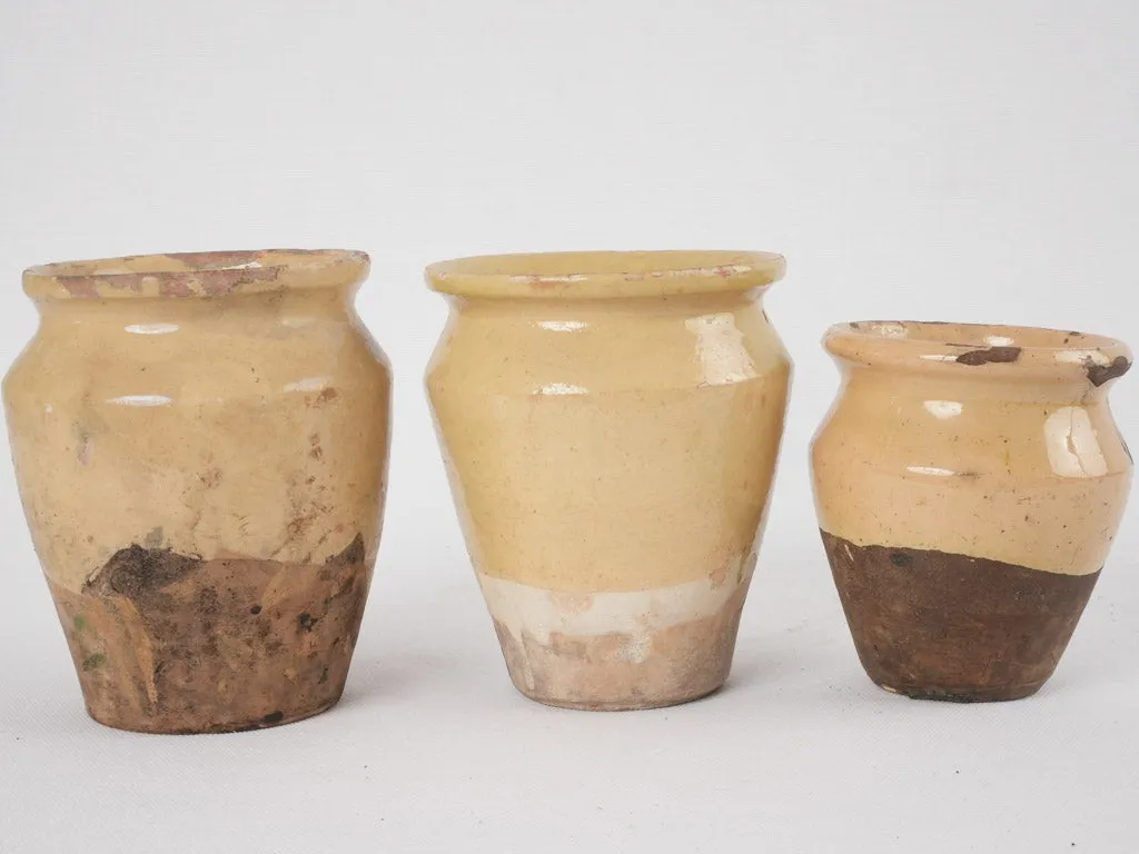 Antique French set of three little pots - 5½"