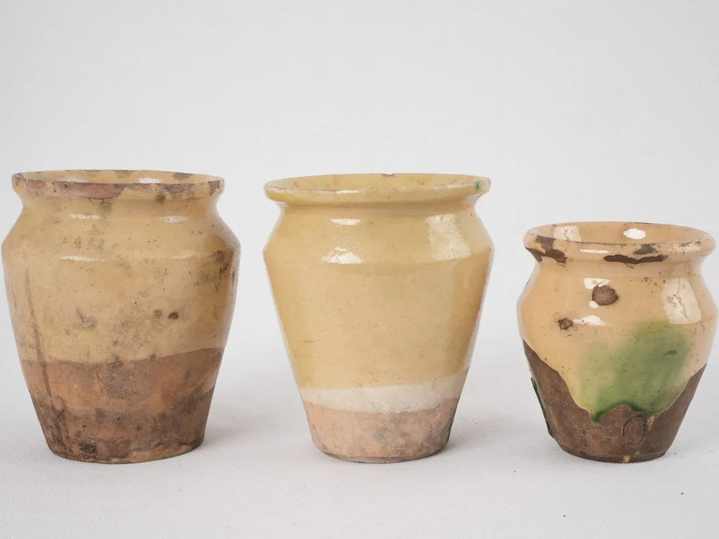 Antique French set of three little pots - 5½"