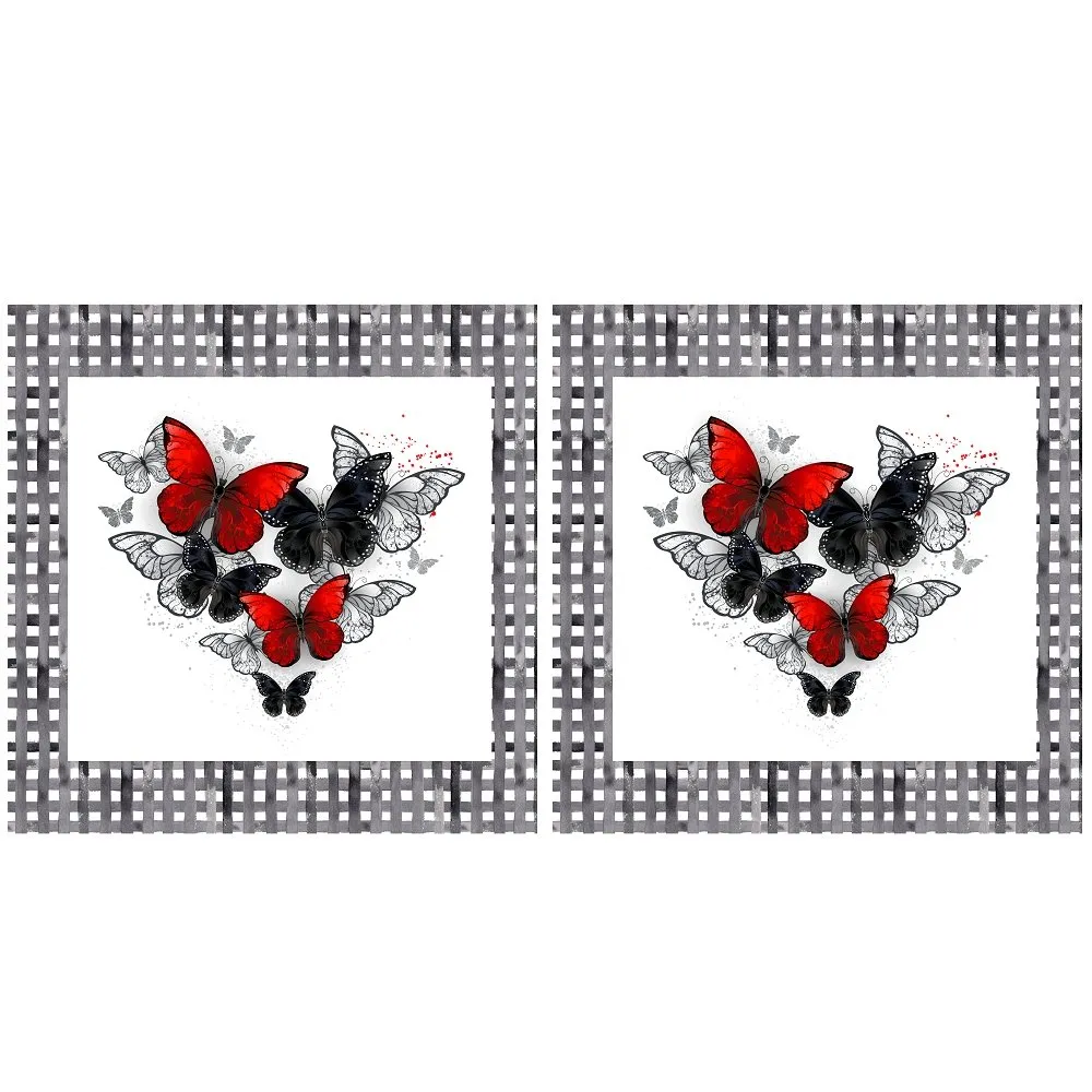 Artistic Morpho Butterflies Pillow Panel - Red