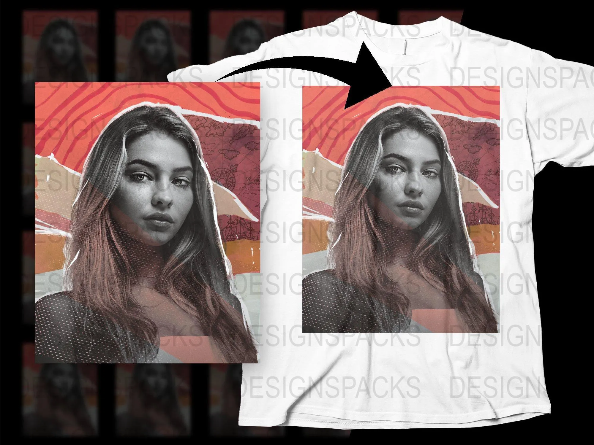 Artistic Woman Portrait Design Png Digital Download
