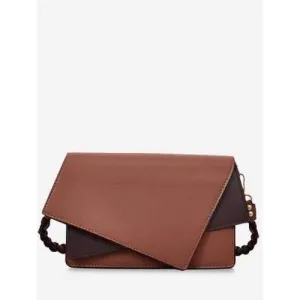 Asymmetric Braid Minimalist Crossbody Bag - Coffee Horizontal