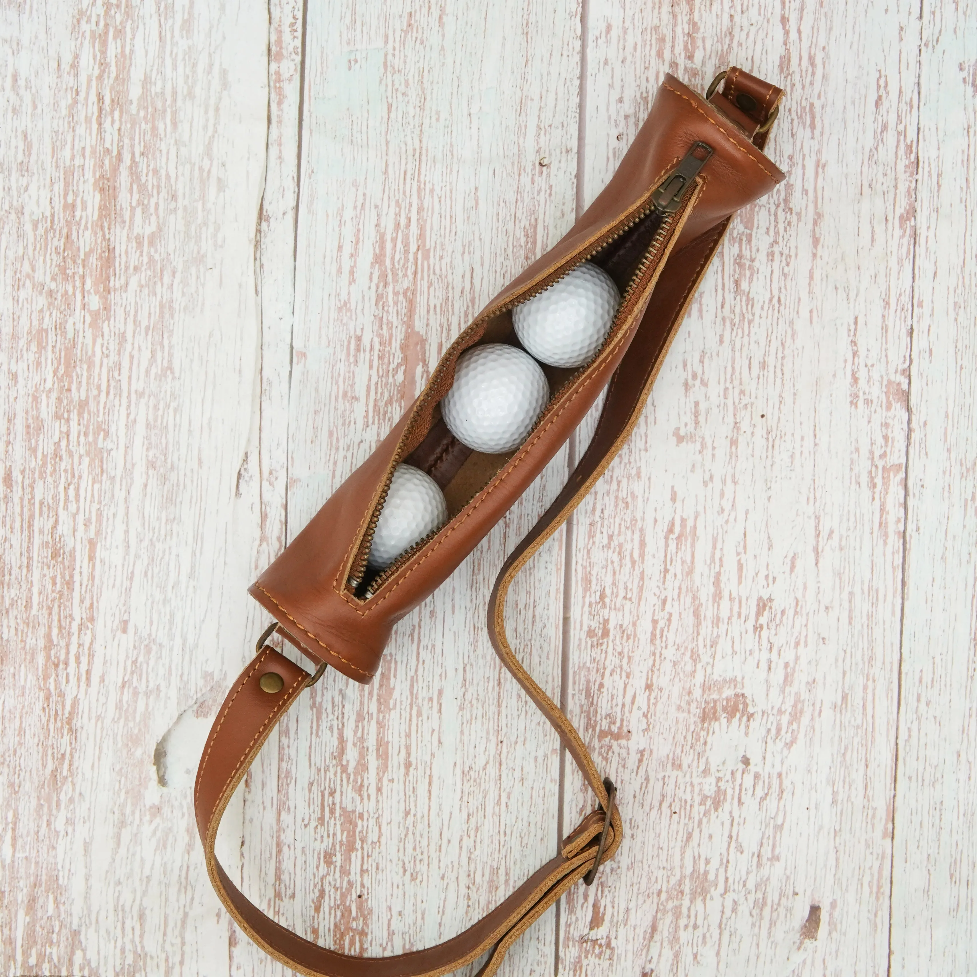 Authentic Vintage Leather Golf Ball Holder | Golf Ball Storage Bag