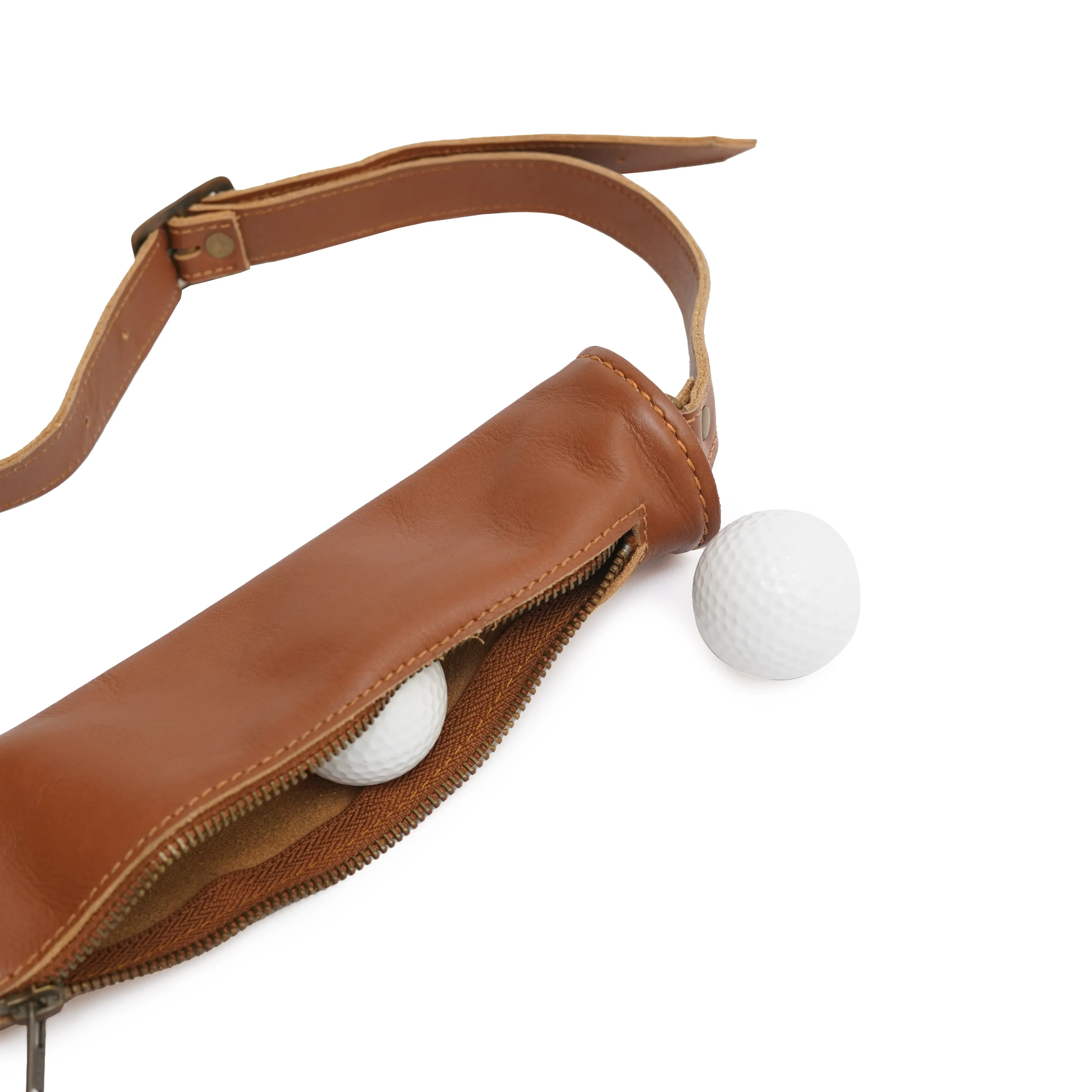 Authentic Vintage Leather Golf Ball Holder | Golf Ball Storage Bag