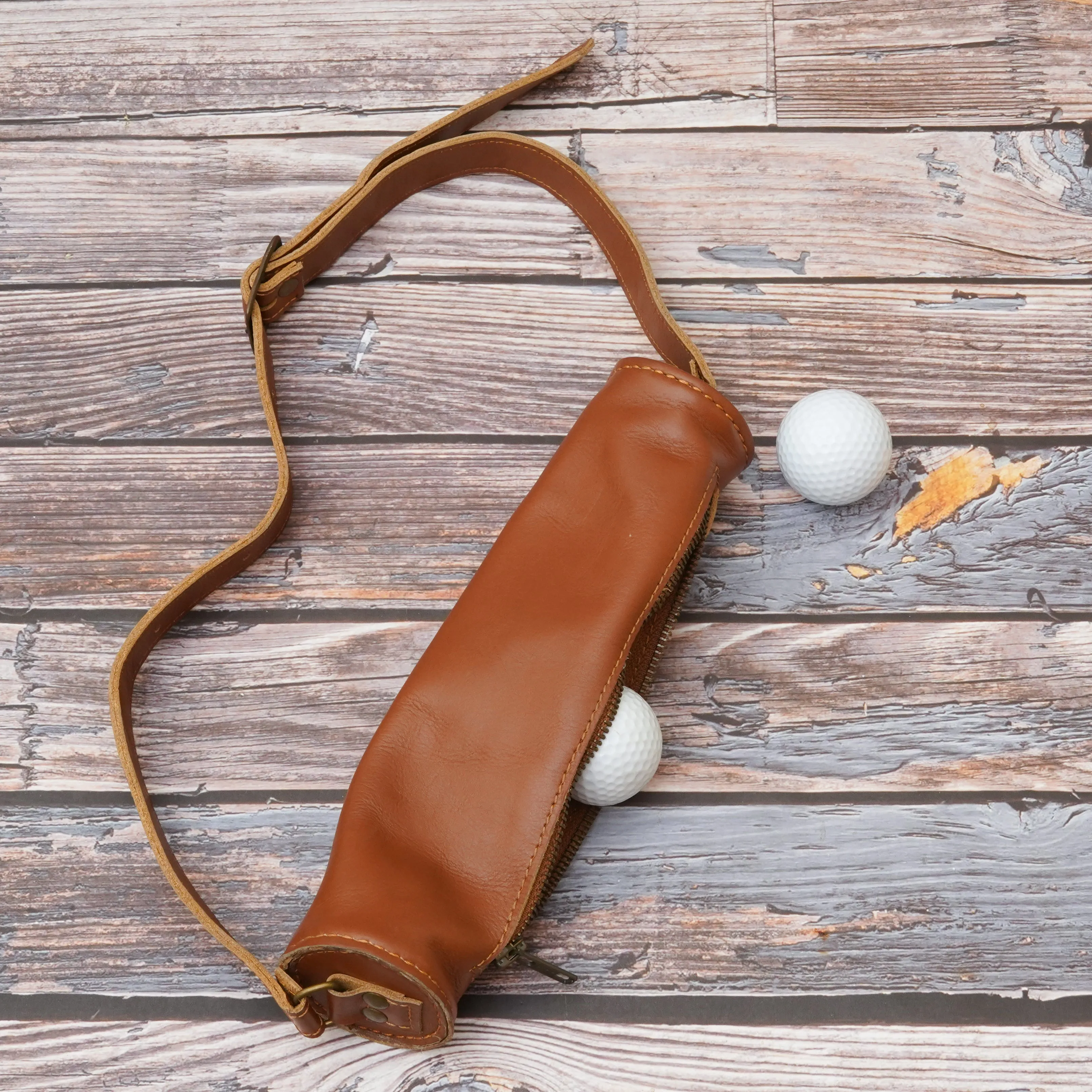 Authentic Vintage Leather Golf Ball Holder | Golf Ball Storage Bag