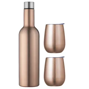 Avanti Double Wall Wine Traveller Set - Rose Gold