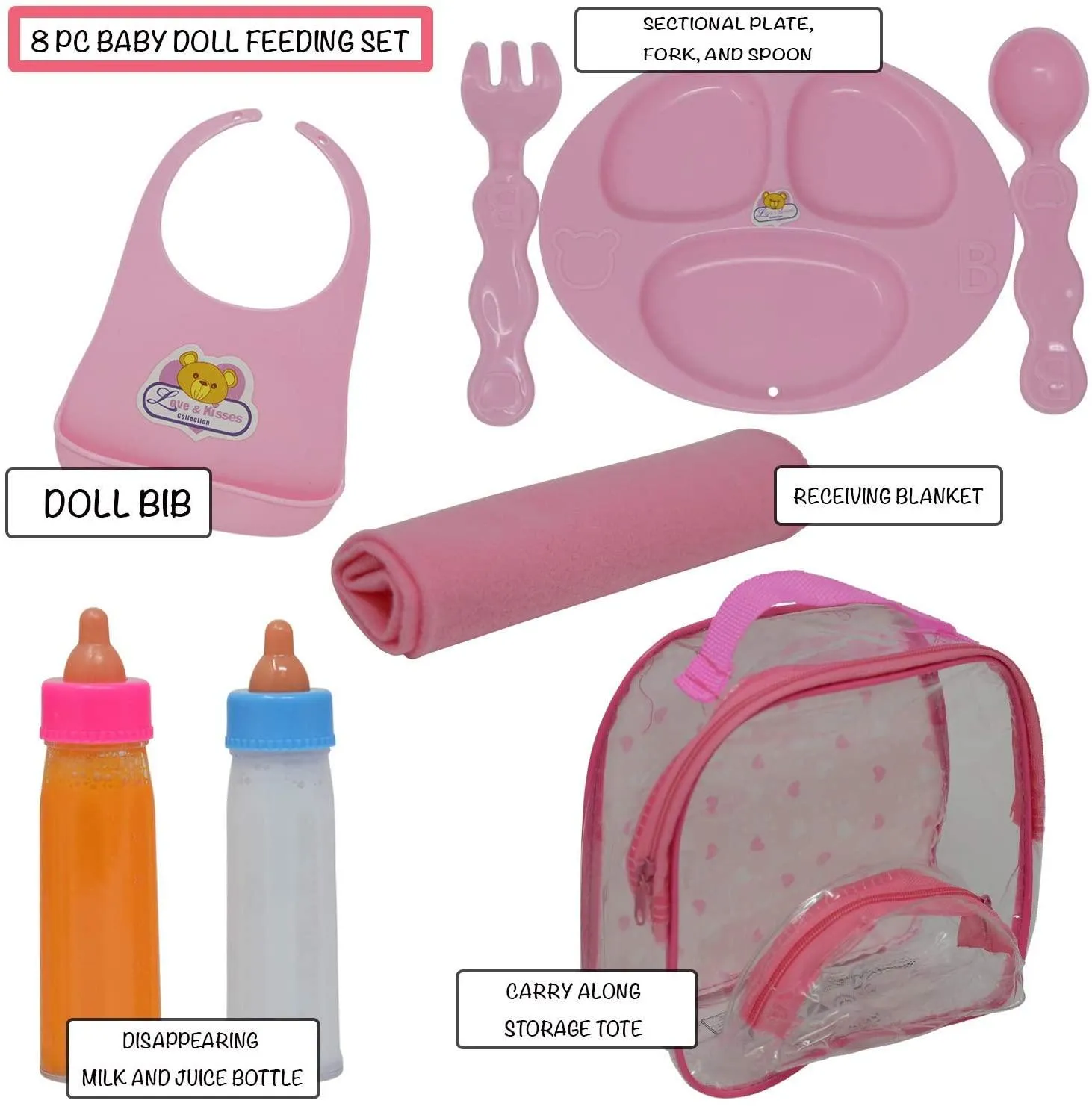 Baby Doll Accessories, Doll Magic Bottles & Doll Feeding Set in a Bag