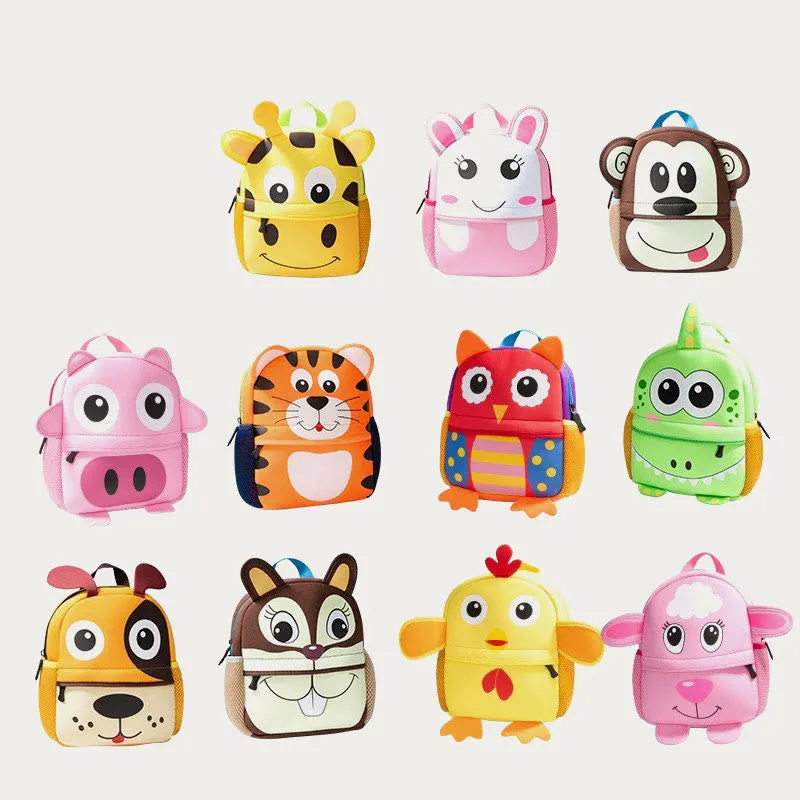 Backpack For Kids Cute Cartoon Animal Pattern Nylon Schoolbag