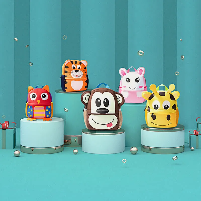 Backpack For Kids Cute Cartoon Animal Pattern Nylon Schoolbag