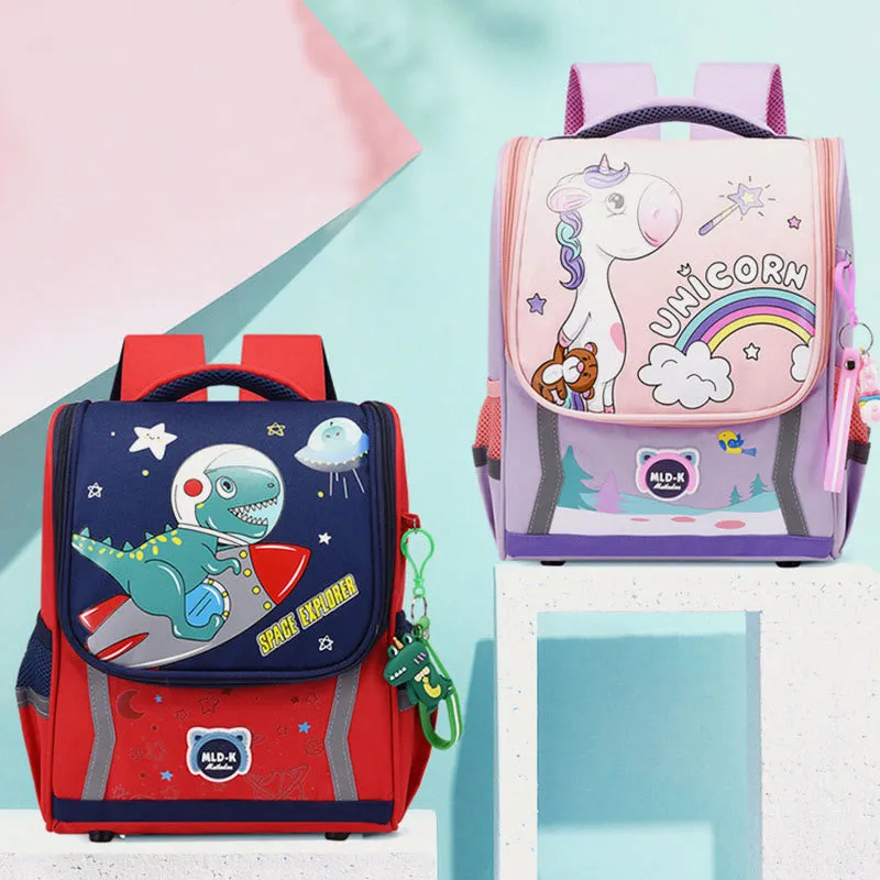 Backpack For Kids Cute Cartoon Unicorn Dinosaur Oxford Schoolbag