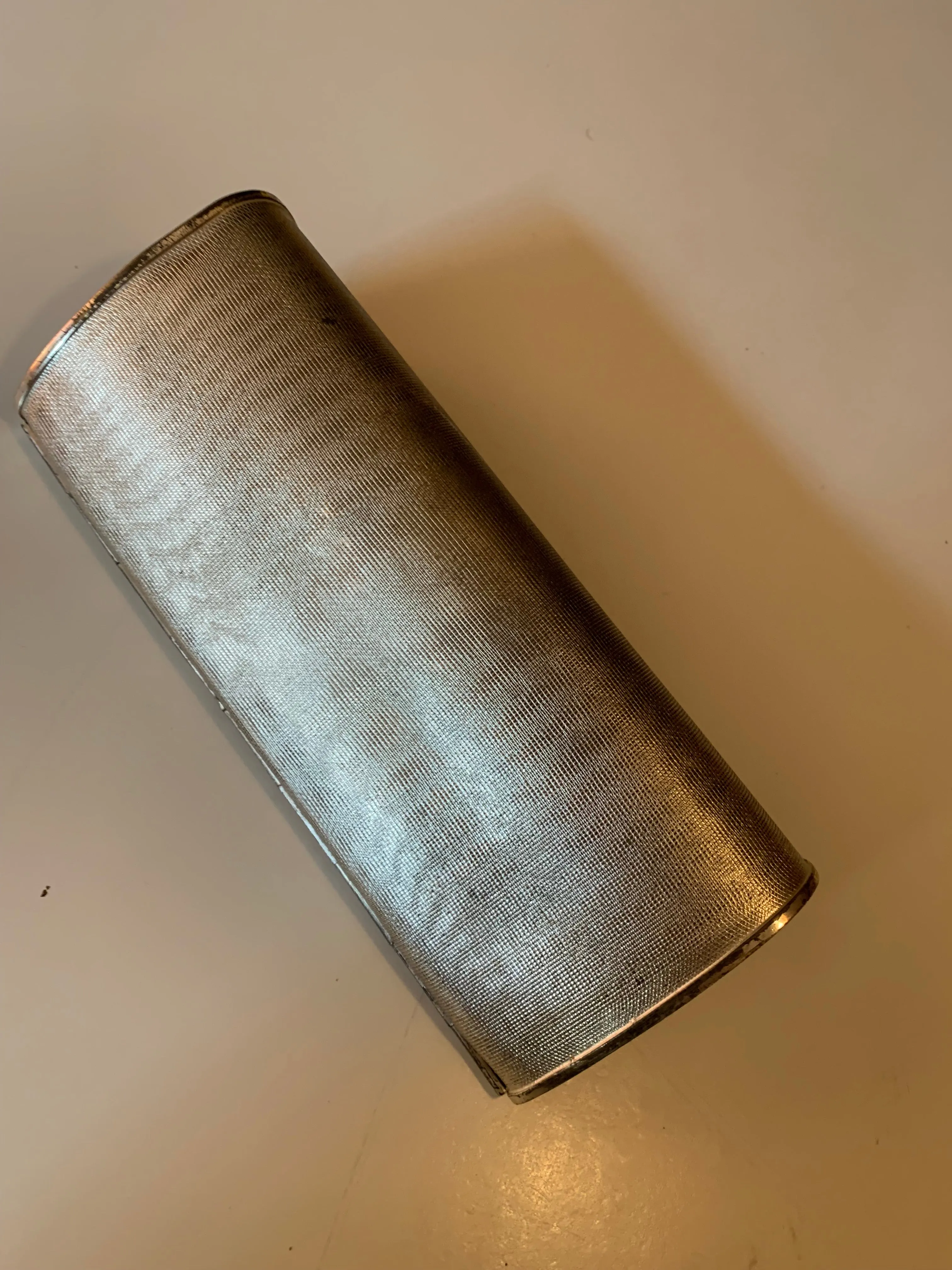 Bamboo Style Metal Trimmed Rounded Bottom Clutch Evening Bag circa 1960s