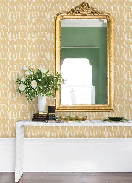 Bancroft Gold Artistic Stripe Wallpaper