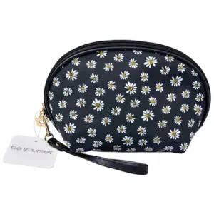 Be Yourself Shell Shape Black With Daises Cosmetic Bag