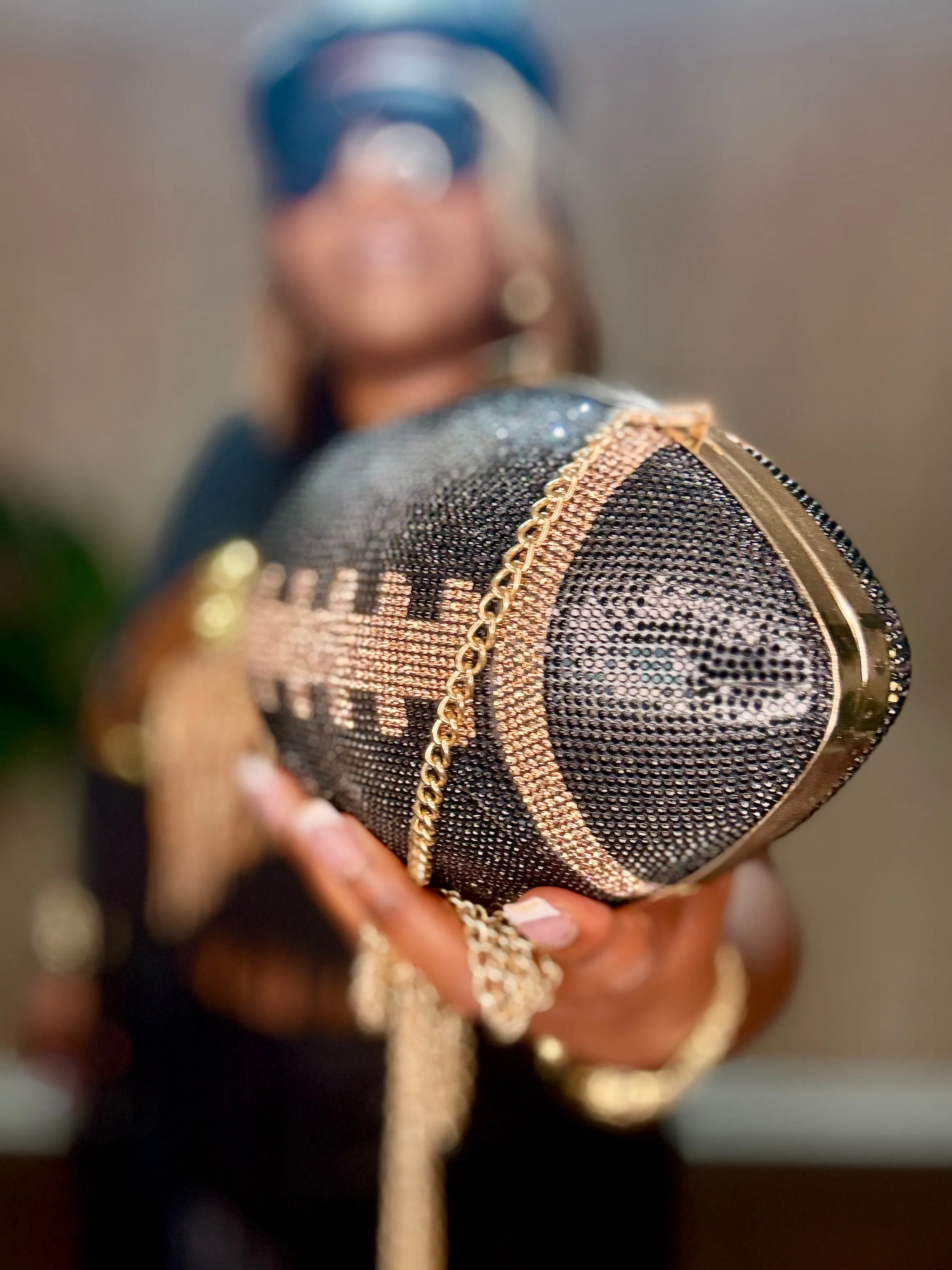 Black & Gold Football Crossbody Clutch