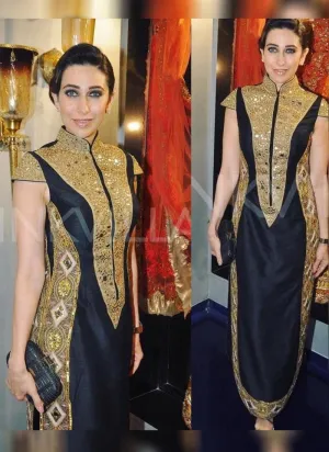 Black Color Raw Silk Base Salwar Kameez