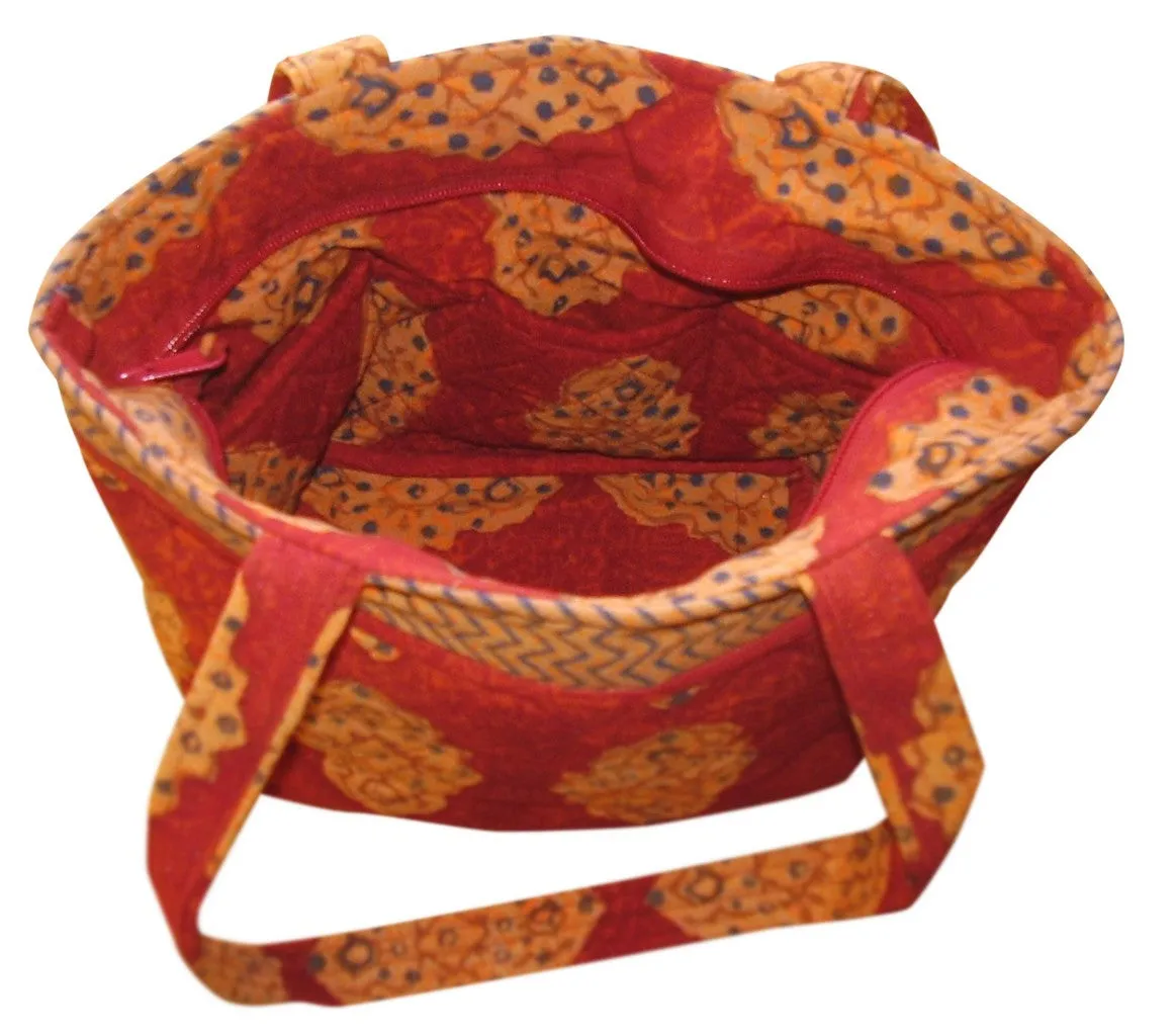 Block Printed Cotton Quilted Kensington Handbag 13 x 9