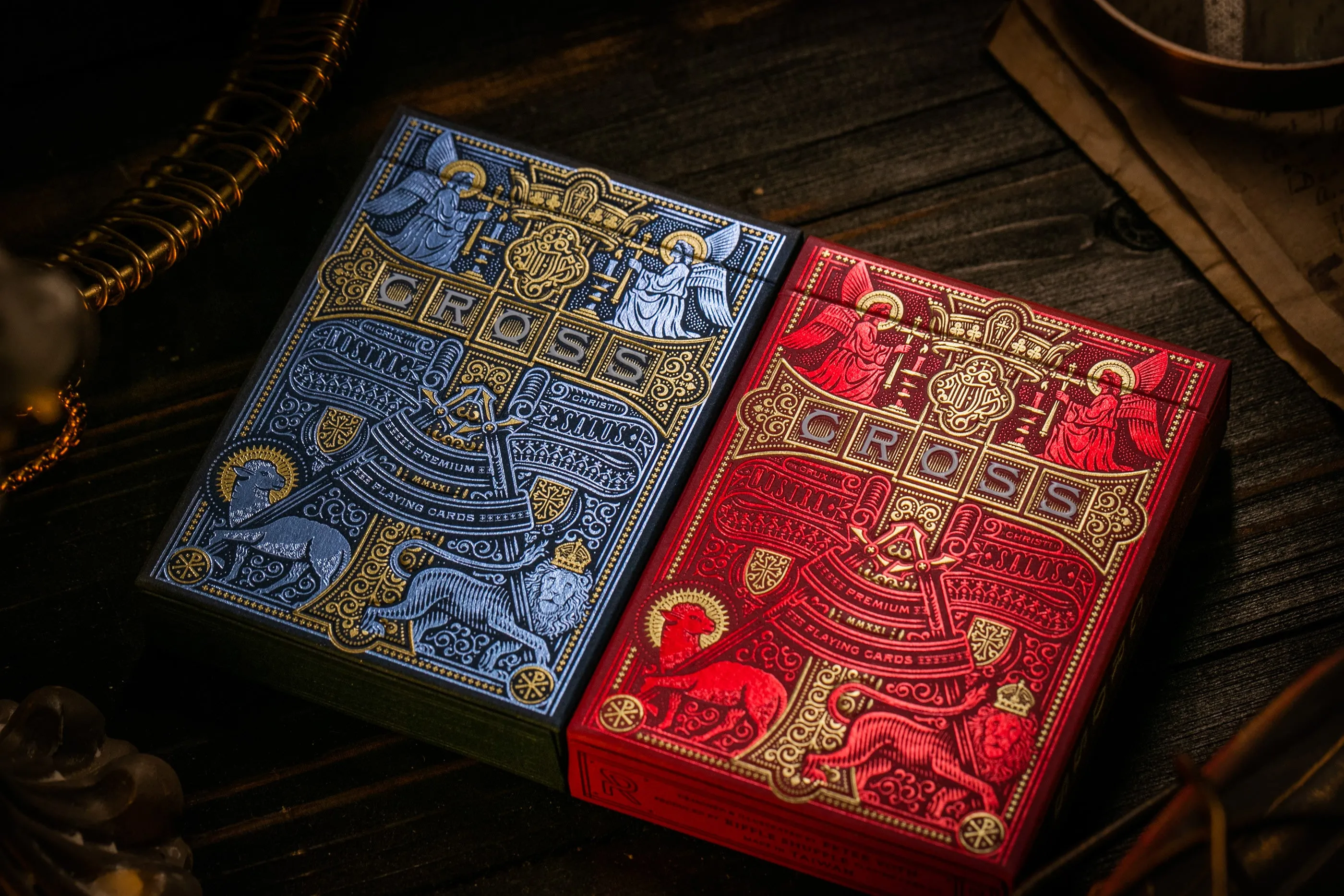 Blue Gilded Admiral Angels Cross Playing Cards - 1 of 150