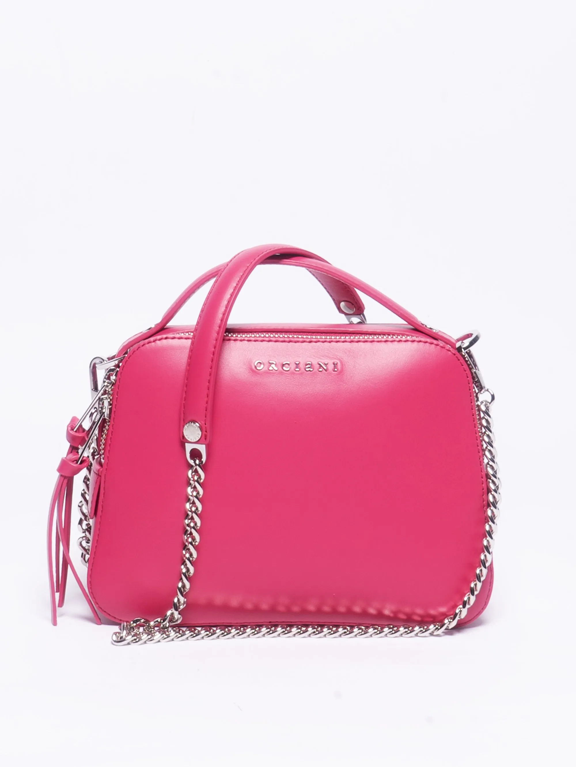Borsa a Mano Chéri in Pelle Liscia Lampone