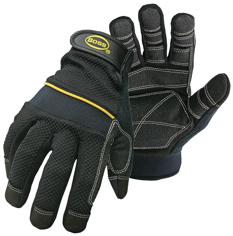 Boss 5202L Utility Gloves, L, Wing Thumb, Wrist Strap Cuff, PVC/Synthetic Leather :PR: QUANTITY: 1