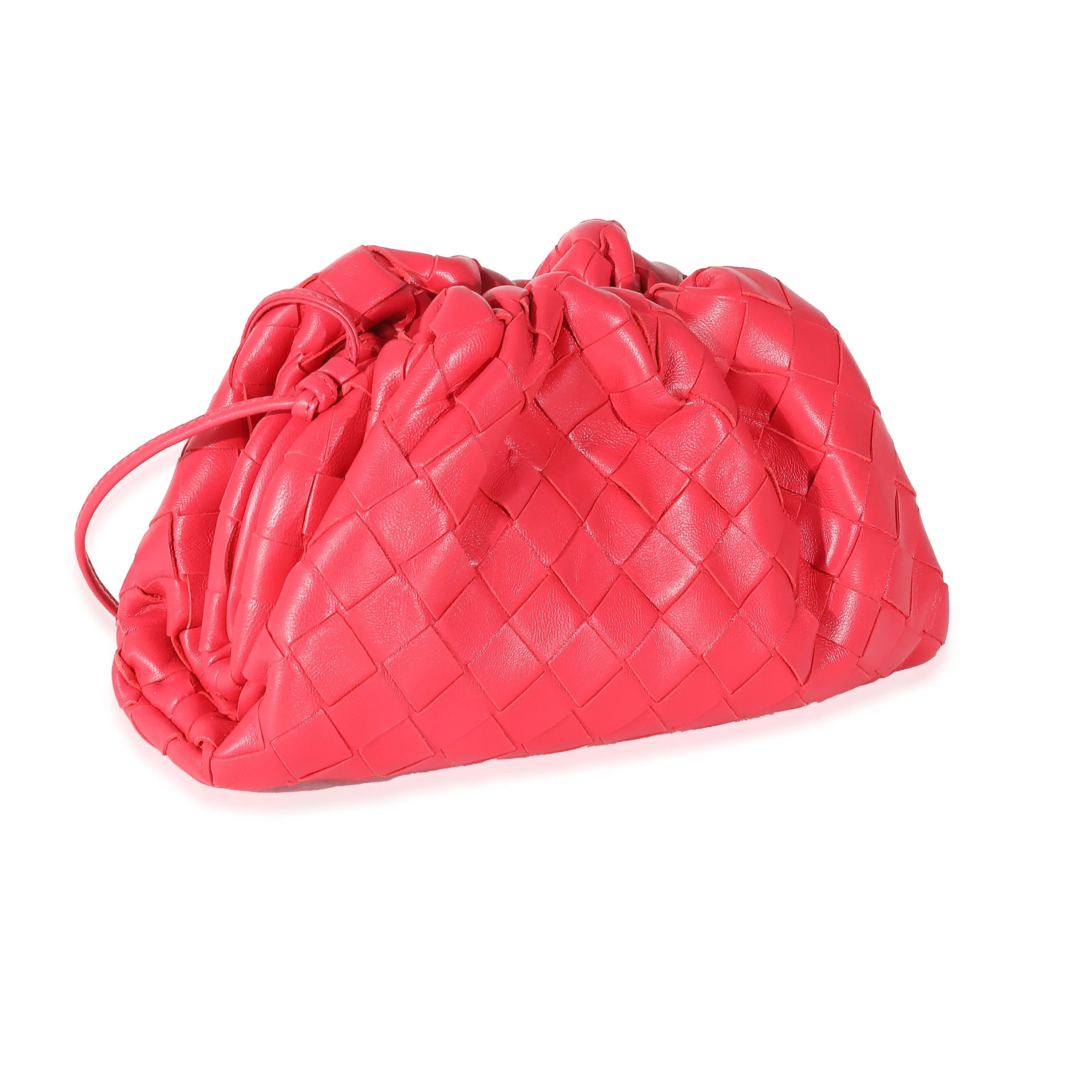 BOTTEGA VENETA Raspberry Intrecciato Lambskin Mini Pouch