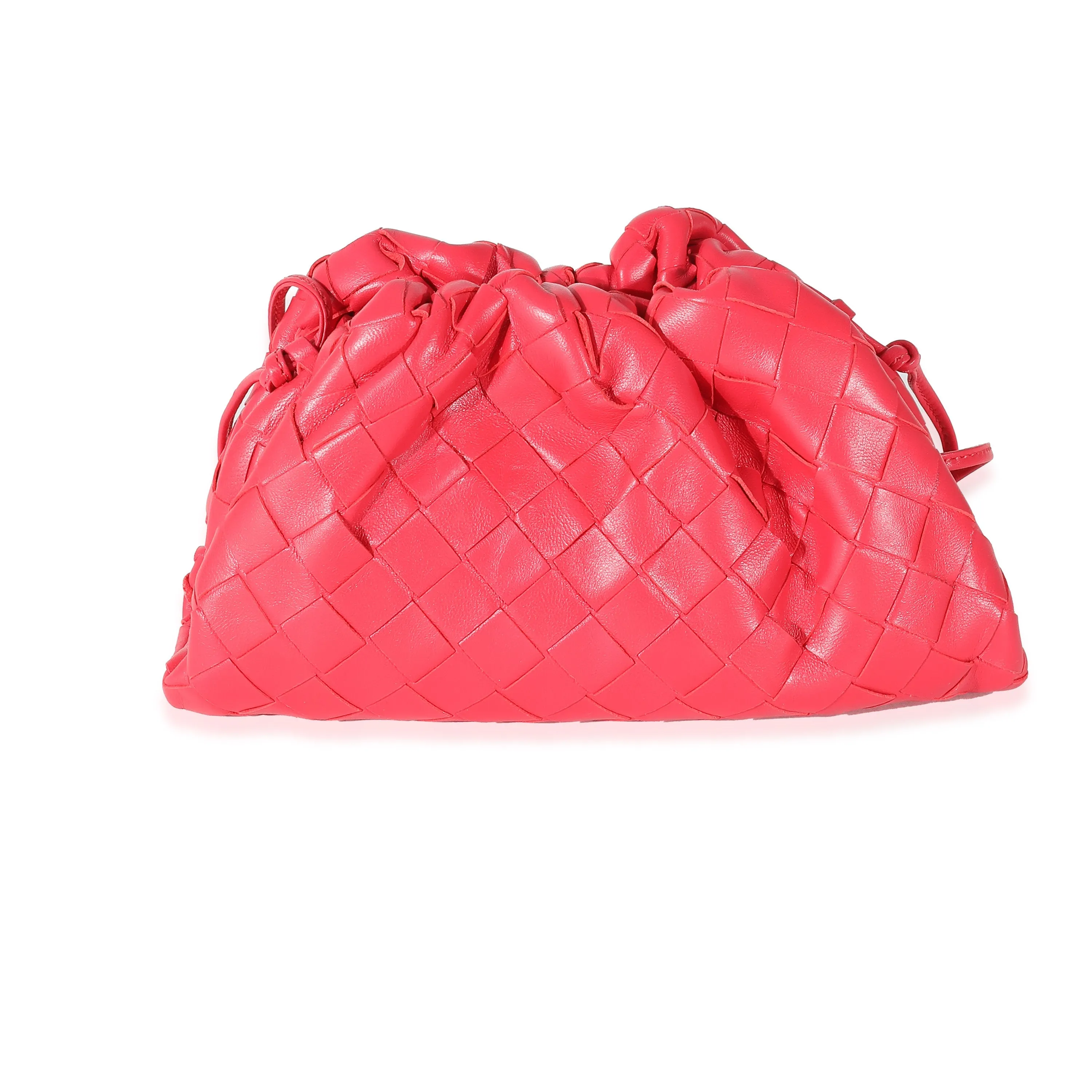 BOTTEGA VENETA Raspberry Intrecciato Lambskin Mini Pouch