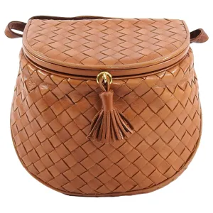 Bottega Veneta Vintage Tan Intrecciato Leather Small Creel Crossbody Bag
