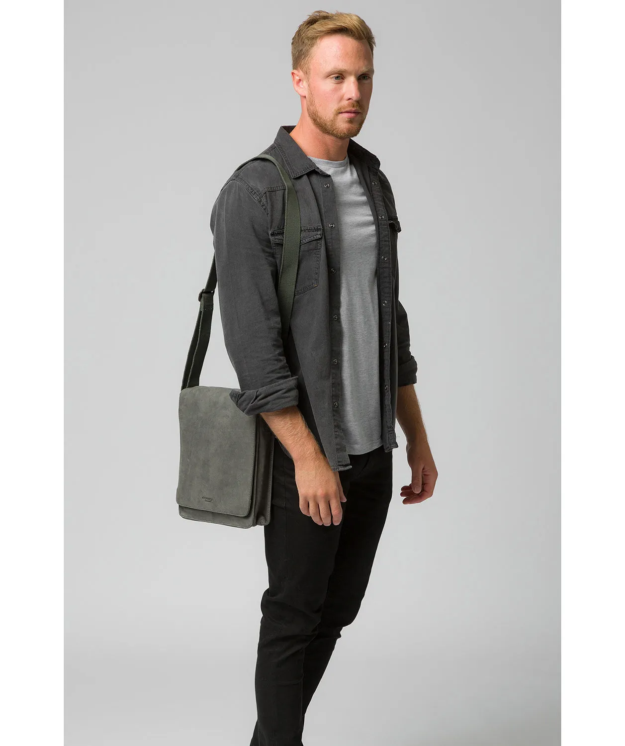 'Bowen' Vintage Grey Leather Despatch Bag