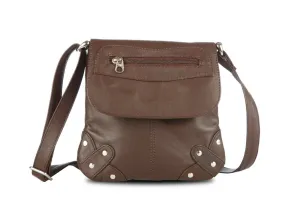 Brown Rivet Crossbody Handbag