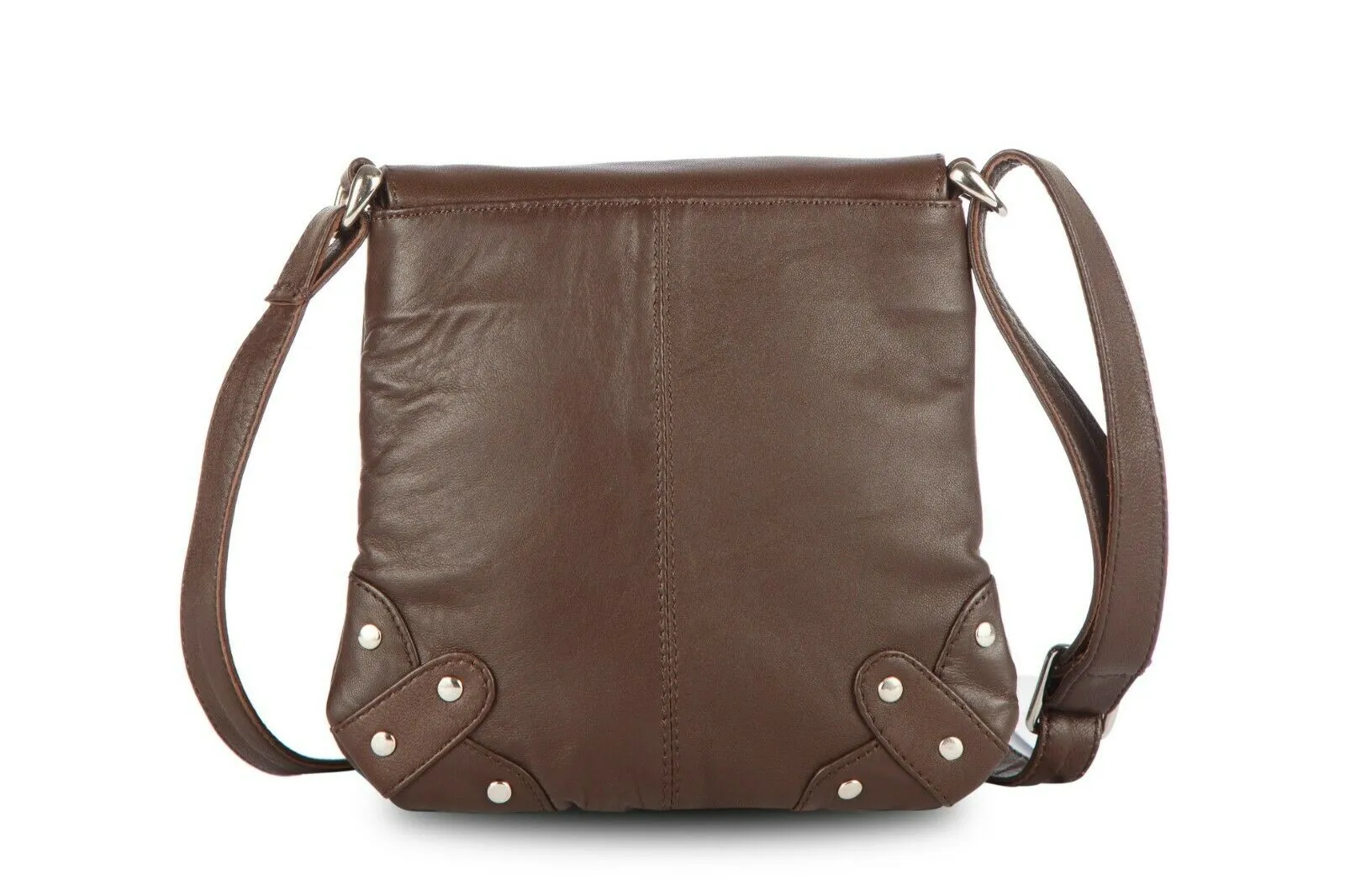 Brown Rivet Crossbody Handbag