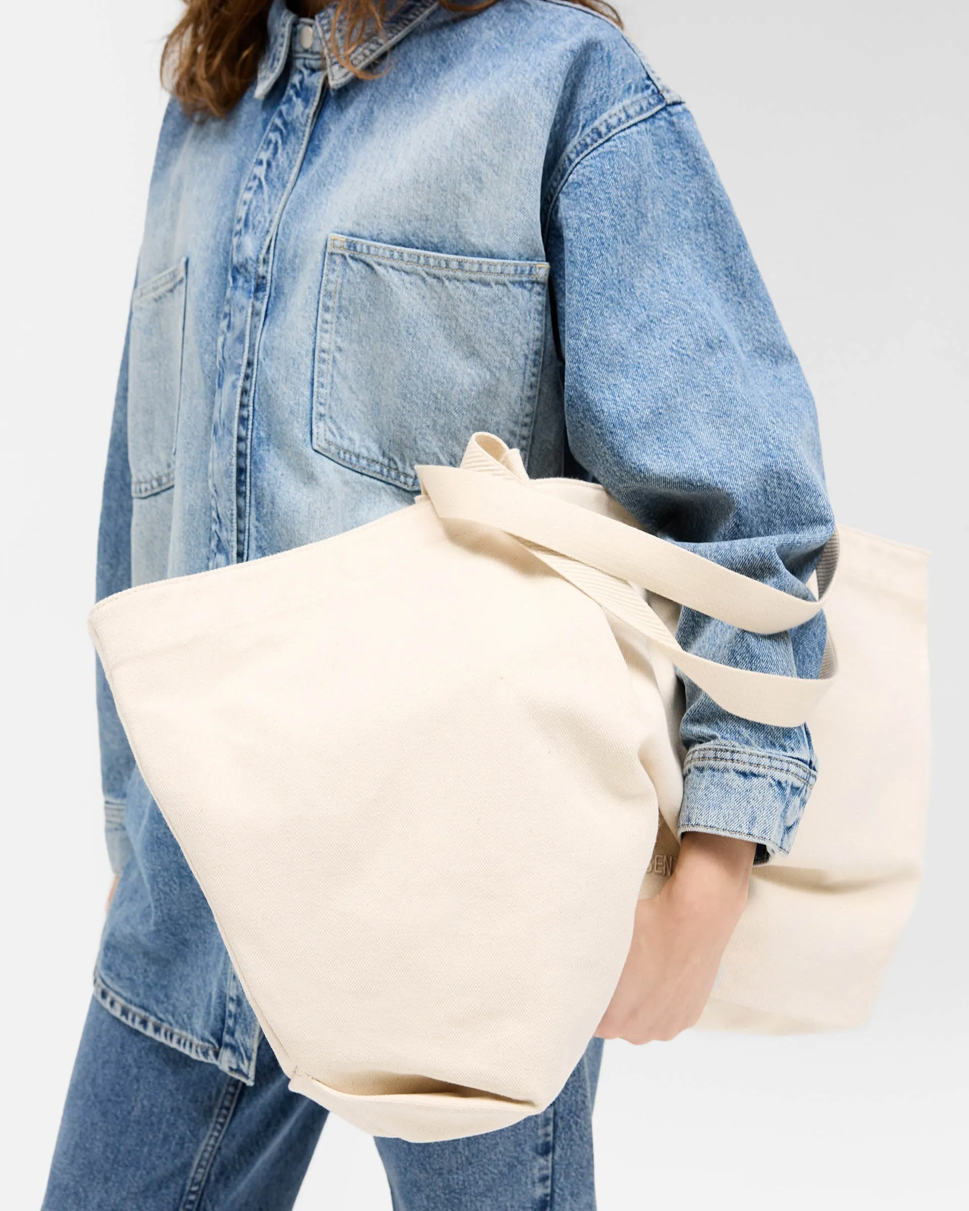 Canvas Pleat Large Tote - Pistachio Shell