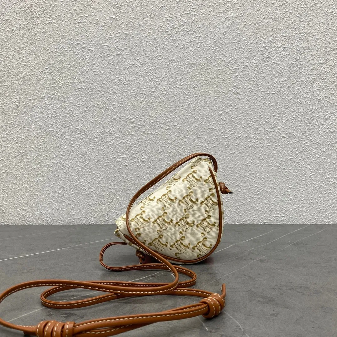 CE Mini Triangle In Triomphe Canvas With CE Print White For Women 8in/21cm 