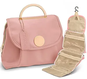 Chandelli Travel Toiletry Bag for Women for Travel Size Toiletries, Perfect Gifts for Mom, Coolest Gifts for Women Who Have Everything, Great Hanging Makeup & Cosmetic Bag Too (Pink, Medium)